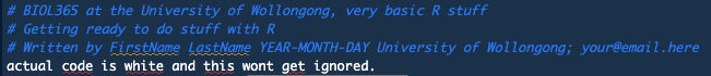 My colour scheme shows hashtags in blue, and actual code in white. Very handy.